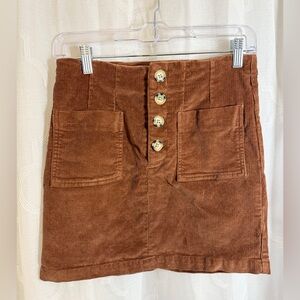Jolt ⚡️Brown Corduroy Button-Front Mini Skirt | Juniors - Size 3